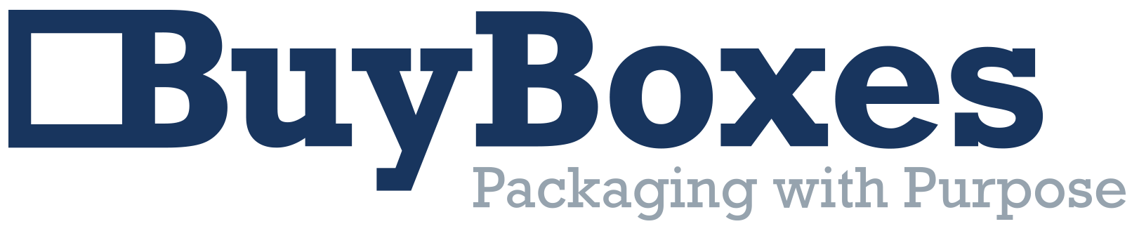 blue Buyboxes logo with grey tag line underneath