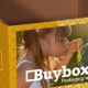 Yellow gift box with image of child blowing a bubble