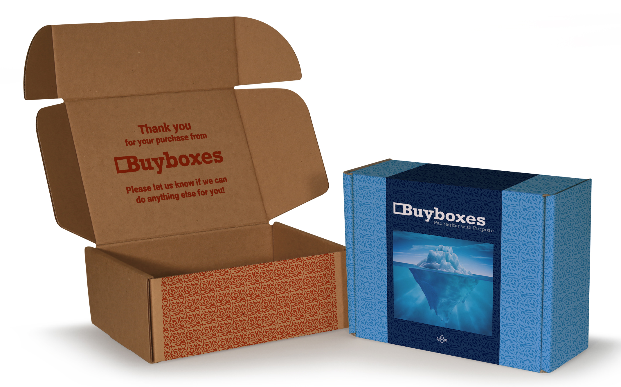Buyboxes blue and brown digitally printed mailer boxes