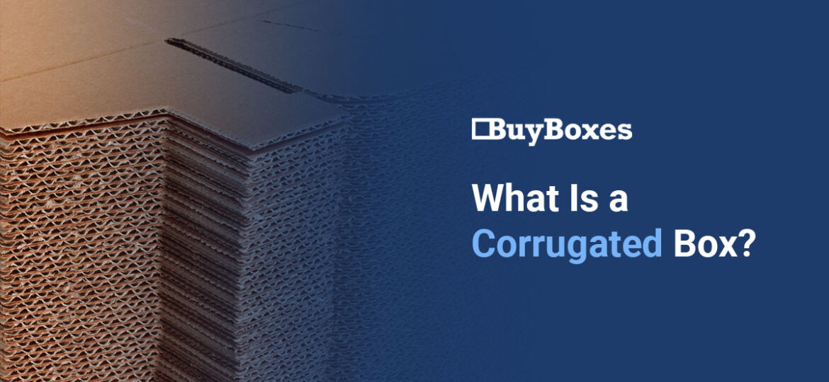 a background of flat boxes that are piled up with the text "what is a corrugated box" next to it