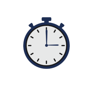 white clock with dark blue outline