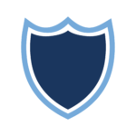 dark blue shield with light blue outline