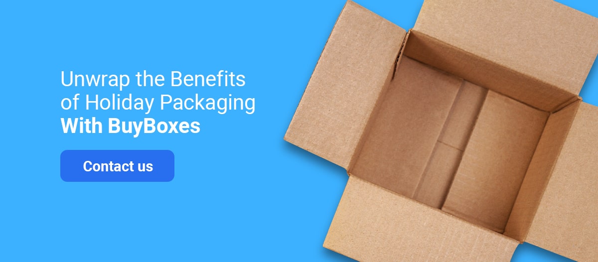 text saying to unwrap the benefits of holiday packaging with Buyboxes